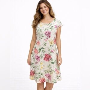 Sandra Darren Floral Lace Sheath Dress Size 10 Cap Sleeve White Purple